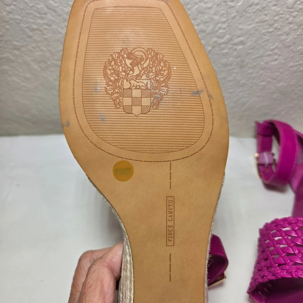 Vince Camuto Magenta Pink Woven Espadrille Wedge Sandals Womens 6.5M 37